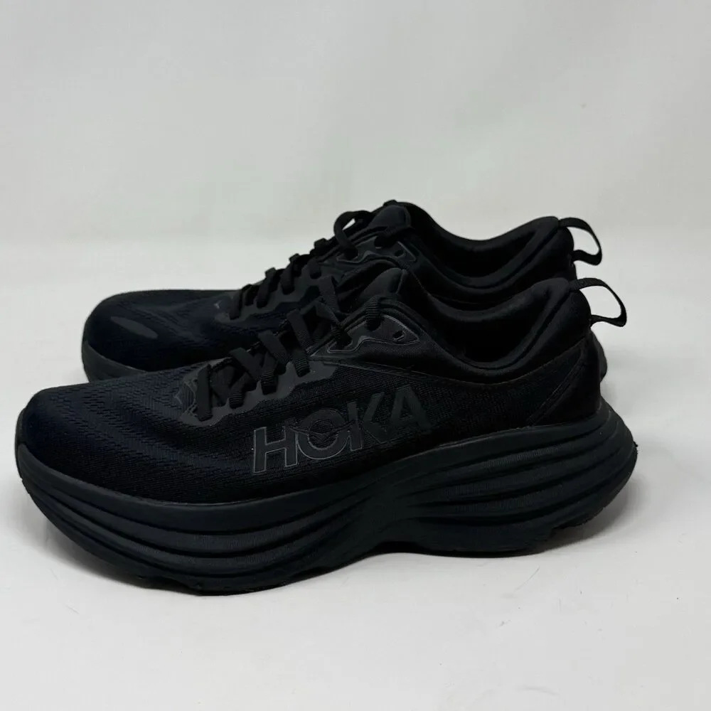 Hoka One One Bondi 8 Womens 8.5 D Wide Triple Black Running Shoes Sneakers